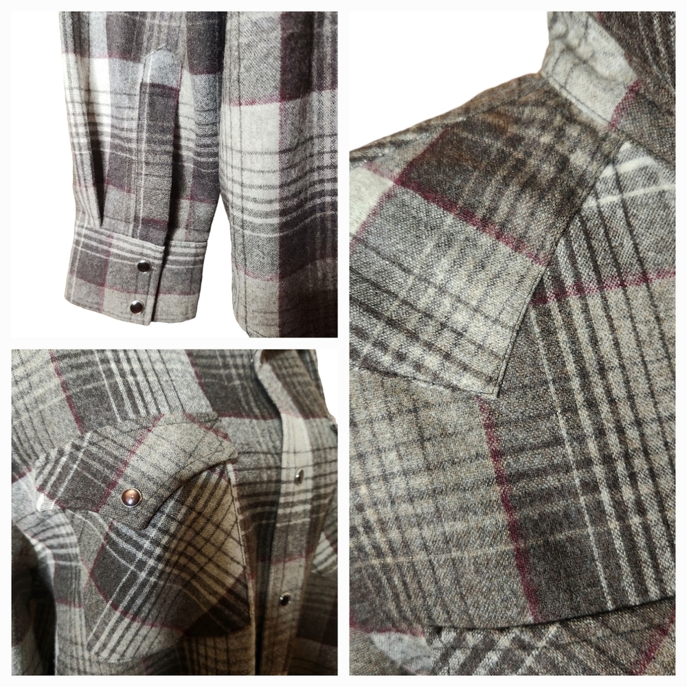 Pendleton Western Cut Snap Brown Plaid Canyon Shi… - image 4